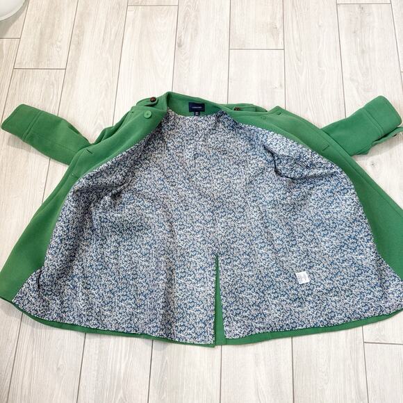 Lands End Pea Coat Kelly Green Wool Cashmere Peacoat Jacket Pockets Size 16P - Picture 4 of 11